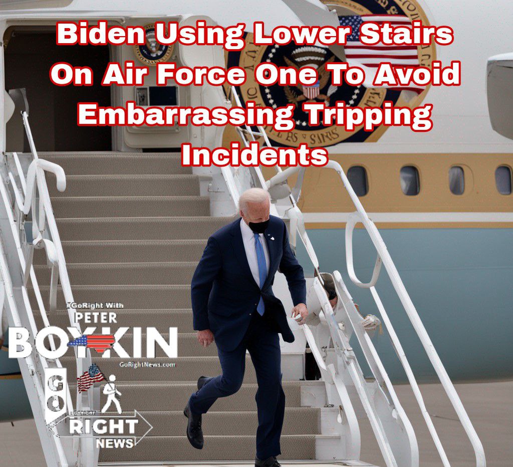 Biden Using Lower Stairs On Air Force One To Avoid Embarrassing Tripping Incidents