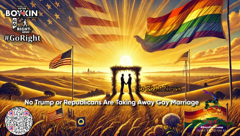 **Title:** *Gay Marriage Under Attack? The Truth About Trump, the GOP, and Your Rights!* **Description:** Some claim Republicans are coming for same-sex marriage—but is that the truth? Gays For Trump and Go Right News break down the real fight for liberty in our Constitutional Republic. Find out why Trump says it’s “done” and what’s really at stake! **Hashtags:** #GaysForTrump, #GoRight, #LGBTQ, #MarriageEquality, #Trump2024, #ConstitutionalRights, #Liberty, #GayConservative, #Republican, #MAGA, #SaveAmerica, #Freedom, #EqualRights