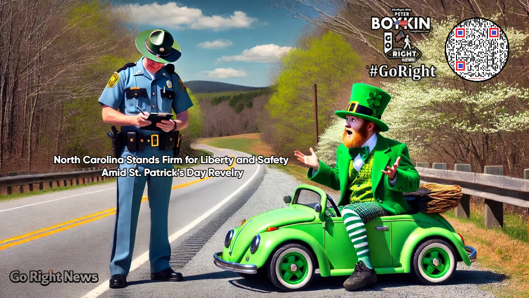 🚨 Busted! Leprechaun Pulled Over in North Carolina? The Shocking Truth Behind St. Patrick’s Day Crackdown! 🍀🚔You won’t believe what’s happening on North Carolina roads this St. Patrick’s Day! As festivities kick off, law enforcement is out in full force with the “Booze It and Lose It” campaign—cracking down on impaired drivers before tragedy strikes. With 784 DWIs last year (including 71 underage drivers!), the stakes are higher than ever. Meanwhile, a controversial Senate bill aims to hike car inspection fees—safety measure or money grab? Go Right News and Peter Boykin break it all down with a Constitutionalist’s fire. Read now before your wallet—or your freedom—takes a hit! #GoRight 🚨 #NorthCarolina #StPatricksDay #BoozeItAndLoseIt #DWI #Constitution #NCPolitics #GoRightNews #PeterBoykin #FreedomFirst 