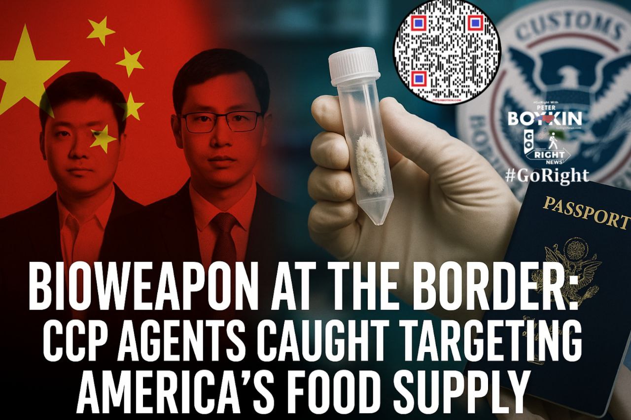 CCP’s Silent Attack: Chinese Scientists Caught Smuggling Bioweapon to Poison America’s Food SupplyTwo Chinese nationals linked to the CCP have been caught smuggling a crop-killing biological weapon into the United States. The fungus, *Fusarium graminearum*, is capable of destroying vital food sources like wheat and corn—posing a serious threat to American agriculture and public health. This arrest exposes the CCP’s silent war on America through biological infiltration, cyberattacks, and infrastructure sabotage. Is this the next phase of their attack?
#GoRight, #PeterBoykin, #CCPThreat, #BioweaponPlot, #Agroterrorism,
#AmericaFirst, #StopTheCCP, #FoodSupplyUnderAttack, #SecureAmerica,
#ChinaInfiltration, #NationalSecurityCrisis, #BioWarfare, #WakeUpUSA,
#DefendOurFarms, #TruthMatters, #GoRightNews, #ConstitutionFirst,
#ExposeTheCCP
---
### 🧨 **Title:**
**CCP’s Silent Attack: Chinese Scientists Caught Smuggling Bioweapon to Poison America’s Food Supply**
---
### 🧠 **Description:**
Two Chinese nationals linked to the CCP have been caught smuggling a crop-killing biological weapon into the United States. The fungus, *Fusarium graminearum*, is capable of destroying vital food sources like wheat and corn—posing a serious threat to American agriculture and public health. This arrest exposes the CCP’s silent war on America through biological infiltration, cyberattacks, and infrastructure sabotage. Is this the next phase of their attack?
---
### 📲 **Hashtags:**
\#GoRight #PeterBoykin
#CCPThreat
#BioweaponPlot
#Agroterrorism
#AmericaFirst
#StopTheCCP
#FoodSupplyUnderAttack #SecureAmerica
#ChinaInfiltration
#NationalSecurityCrisis #BioWarfare
#WakeUpUSA
#DefendOurFarms
#TruthMatters
#GoRightNews
#ConstitutionFirst
#ExposeTheCCP